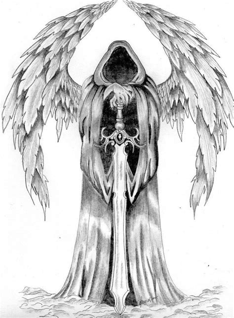 fallen angel grim reaper tattoo designs|grim reaper tattoo outline.